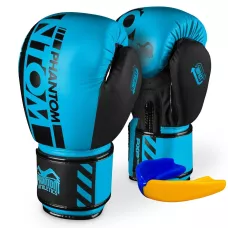 Боксерские перчатки Phantom APEX Neon Blue 12 унций (капа в подарок)