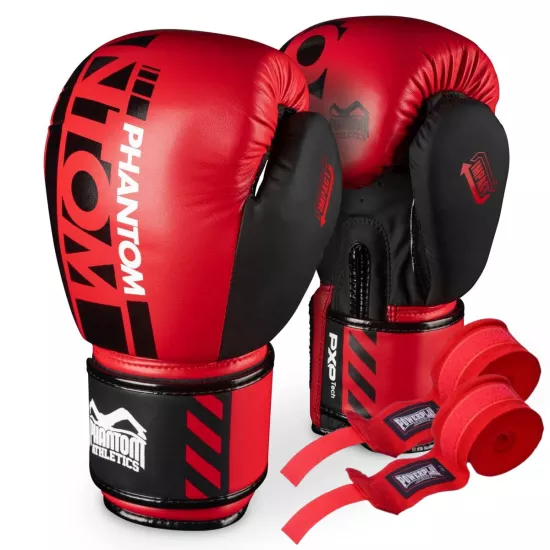 Боксерские перчатки Phantom APEX Red 10 унций (Бинты 4м. в подарунок)