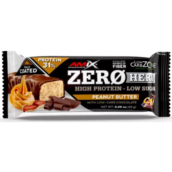 Батончик AMIX Low-Carb ZeroHero Protein Bar 65г-арахисовая паста