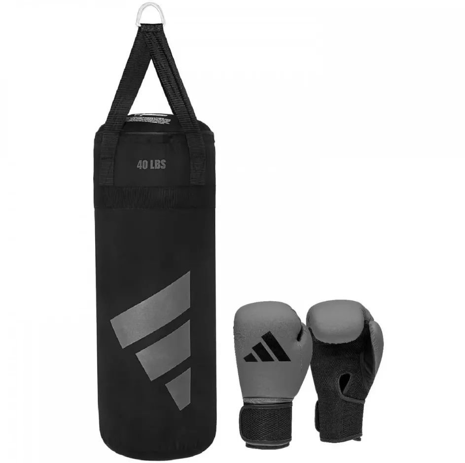 Боксерський набір Adidas Boxing Youth KIT23 Сіро-чорний-8 унцій