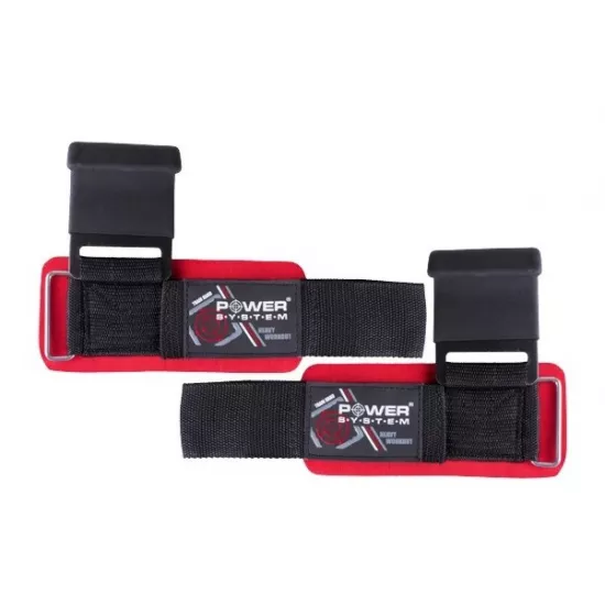 Крюки для тяги на запястья Power System Hardcore Hooks PS-3310 Black/Red