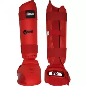 Защита голени и стопы Smai с лицензией WKF Красная-XS