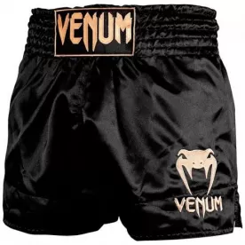 Шорты для тайского бокса Venum Muay Thai Shorts Classic Navy Black Gold-XS
