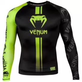 Рашгард Venum Logos Rashguard Long Sleeves Black Neo Yellow-XS