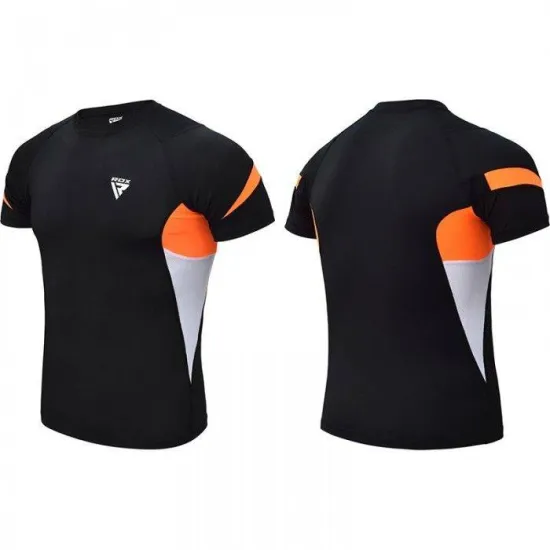 Рашгард с коротким рукавом RDX Lycra Orange-S