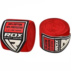 Боксерские бинты RDX Fibra 4,57м-красный