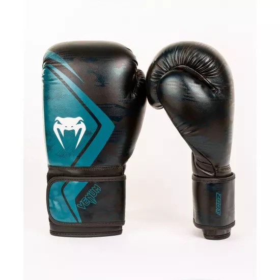Боксерские перчатки Venum Defender Contender 2.0 Black Green 12 унций