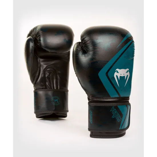 Боксерские перчатки Venum Defender Contender 2.0 Black Green 12 унций