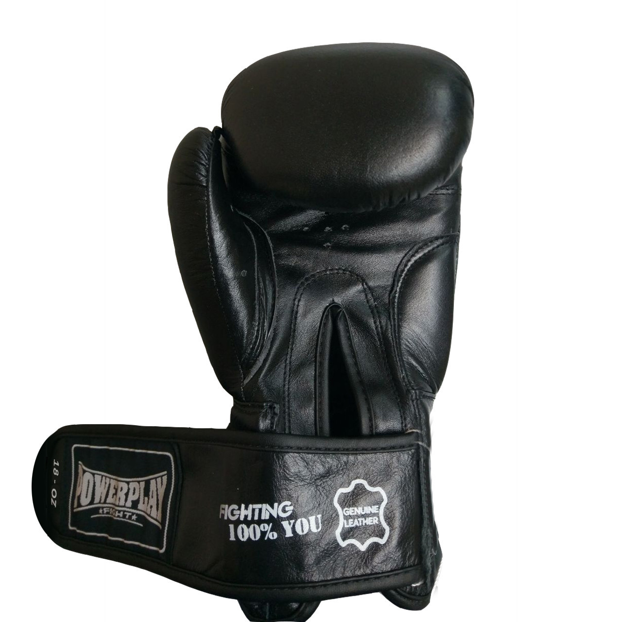 Боксерские перчатки PowerPlay 3088 черные [натуральная кожа] 18 унций