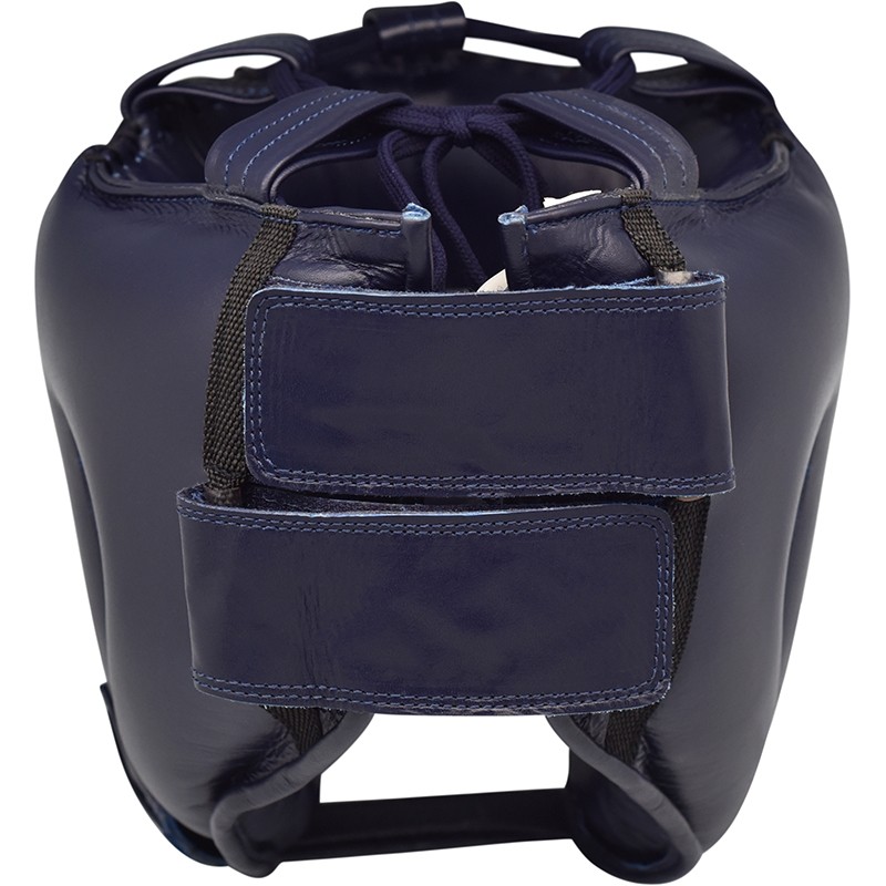 Боксерський шолом із бампером RDX Leather Pro Blue L