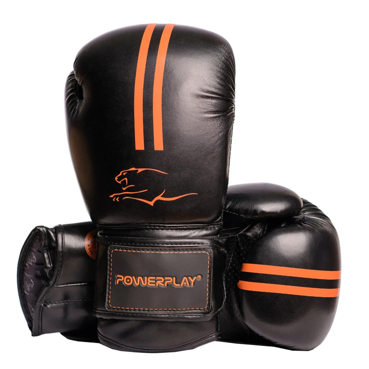 Боксерские перчатки PowerPlay 3016 черно-оранжевые 8 унций