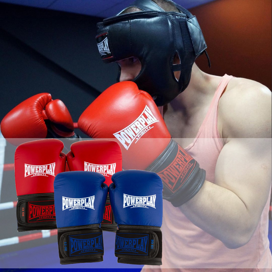 Боксерские перчатки PowerPlay 3015 красные (натуральная кожа) 14 унций