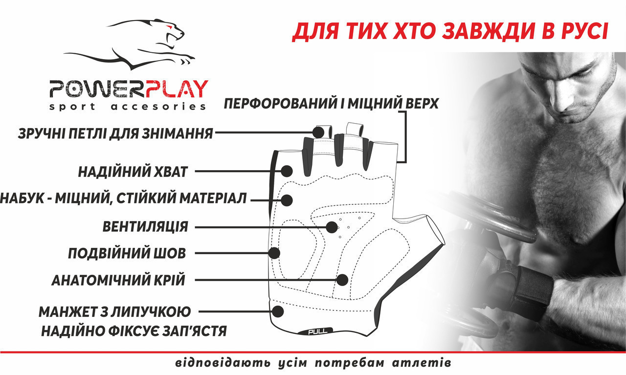 Перчатки для фитнеса PowerPlay 1953 черные S