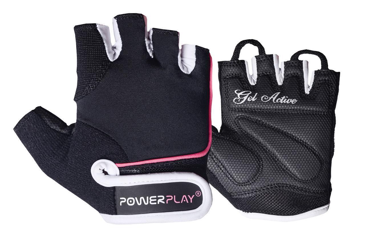 Перчатки для фитнеса PowerPlay 1750 женские черно-розовые XS