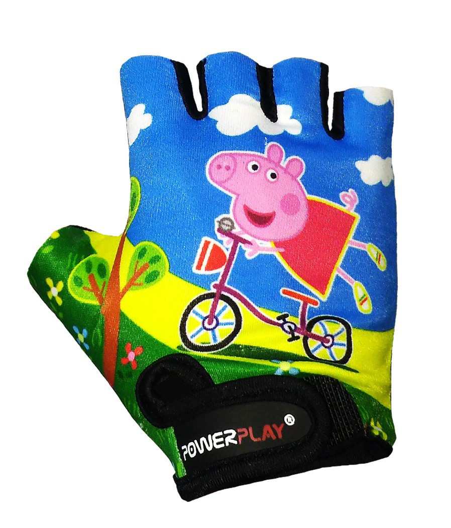 Велоперчатки детские PowerPlay 5473 Pig голубые XS