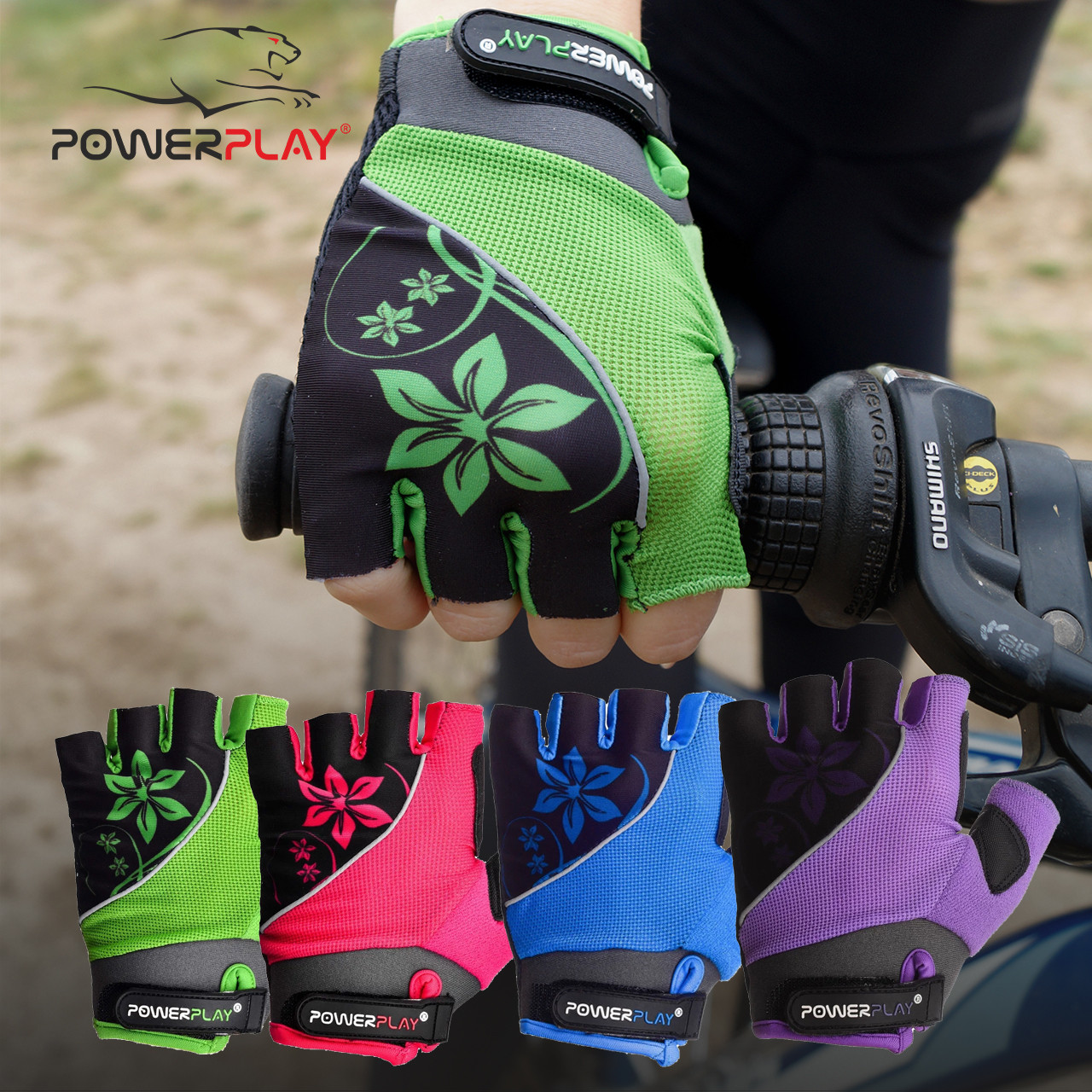 Велоперчатки женские PowerPlay 5281 A Зеленые XS
