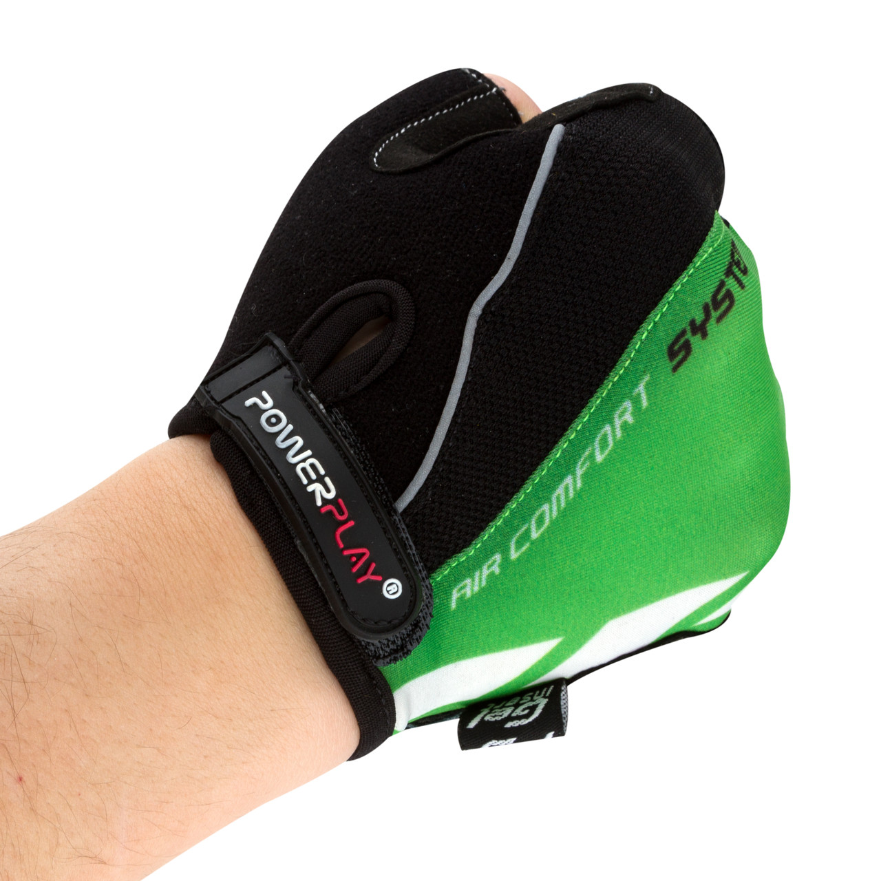 Велоперчатки PowerPlay 5024 B Черно-зеленые XS