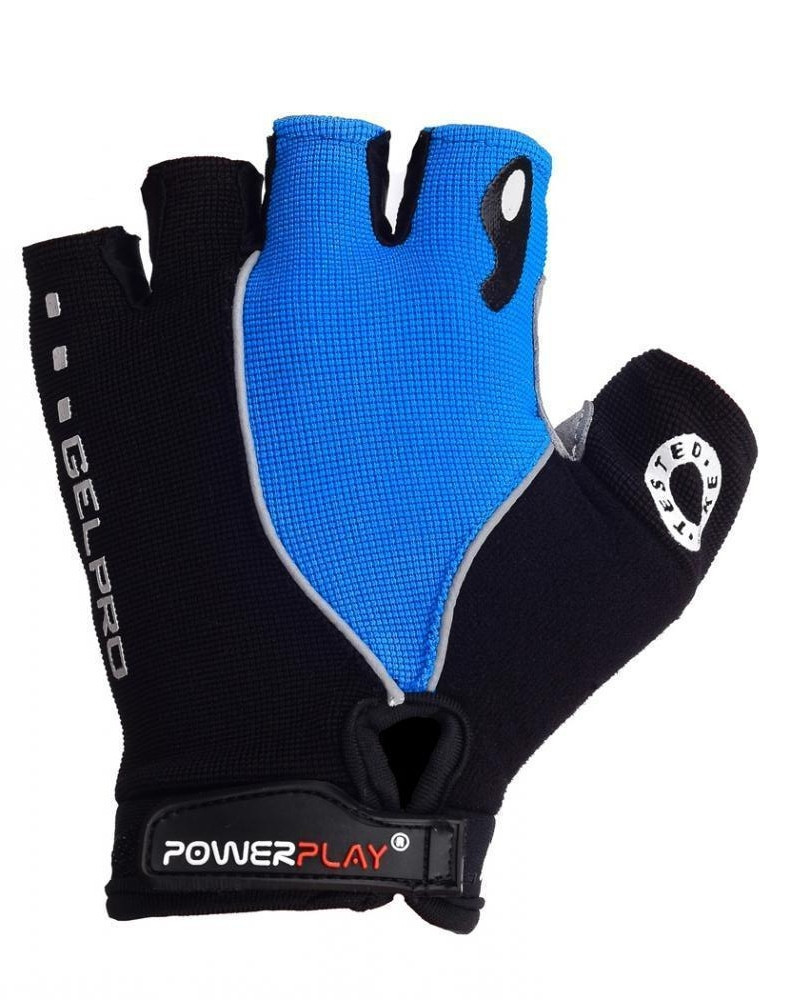Велоперчатки PowerPlay 5019 C Чорно-блакитні M