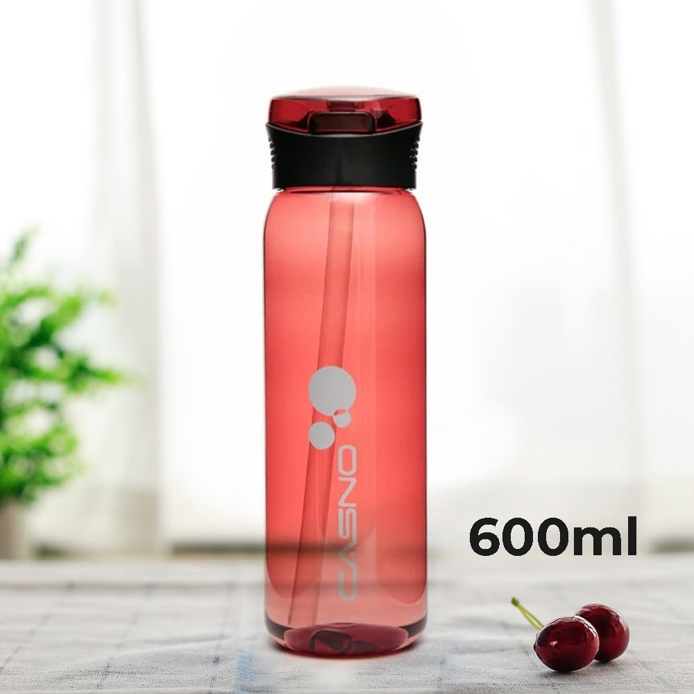 Бутылка для воды CASNO 600 мл KXN-1211 Красная с соломинкой