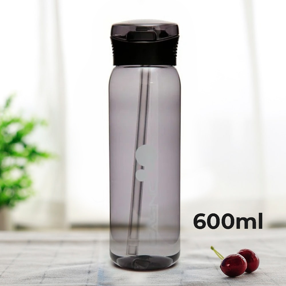 Бутылка для воды CASNO 600 мл KXN-1211 Черная с соломинкой