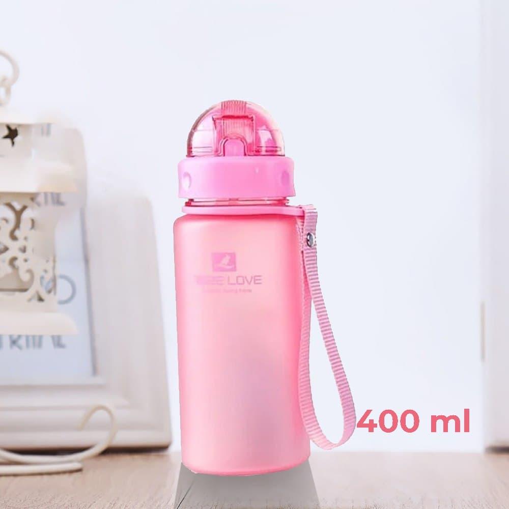 Бутылка для воды CASNO 400 мл MX-5028 More Love Розовая с соломинкой