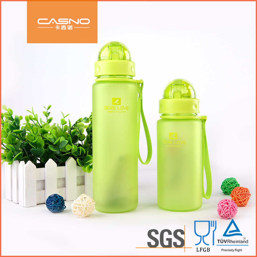 Бутылка для воды CASNO 400 мл MX-5028 More Love Зеленая с соломинкой