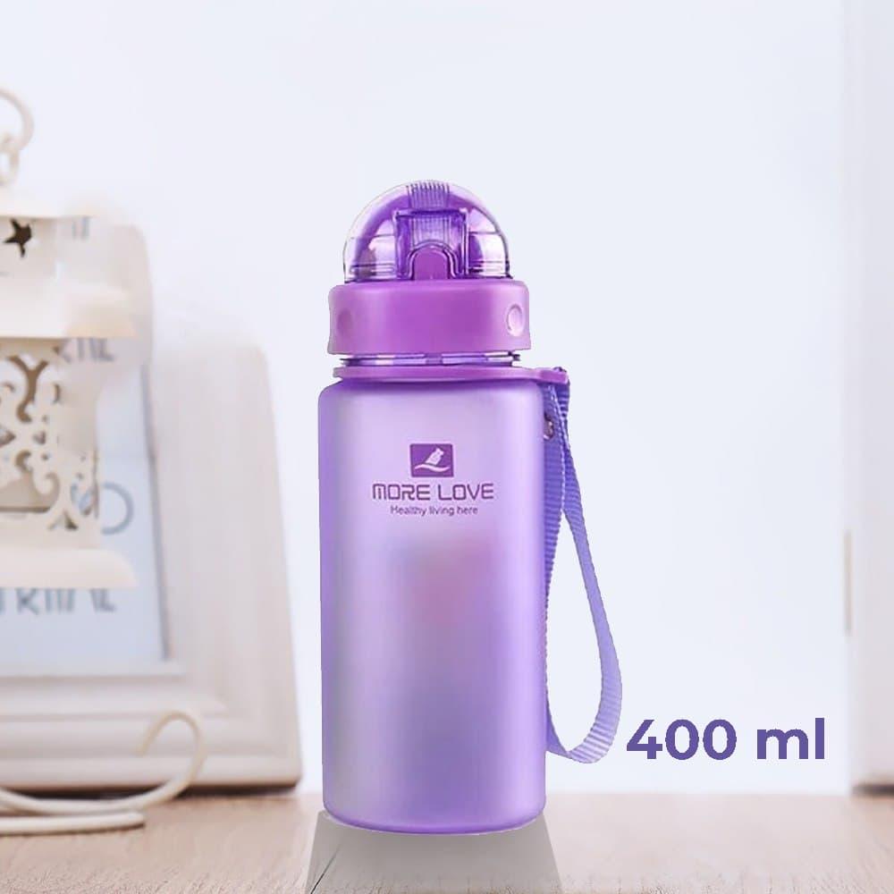 Бутылка для воды CASNO 400 мл MX-5028 More Love Фиолетовая с соломинкой