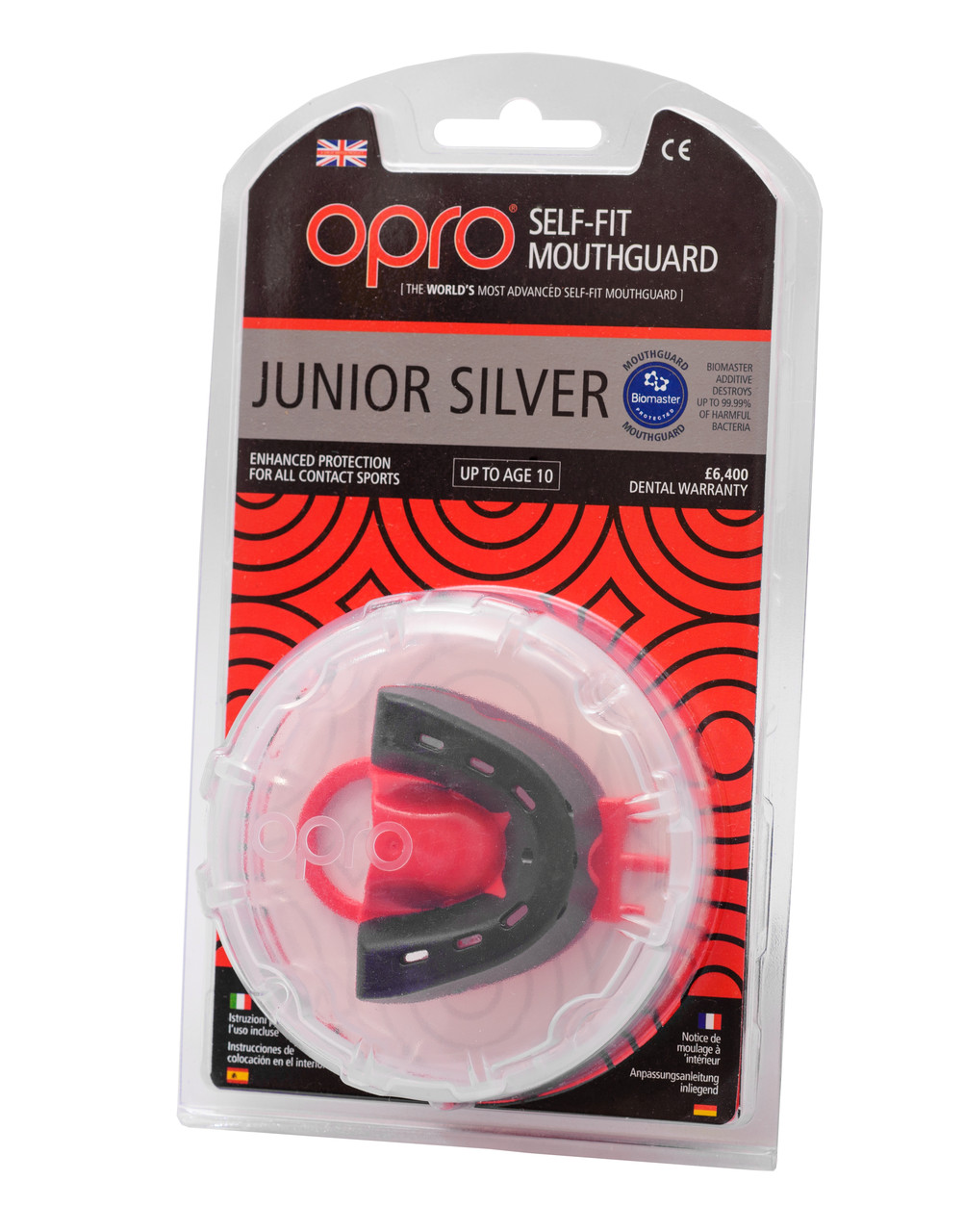 Капа OPRO Junior Silver Black/Red (art.002190001)