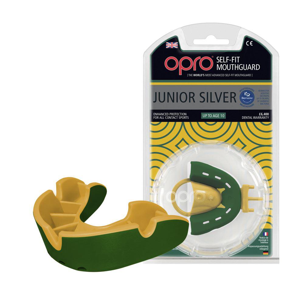 Капа OPRO Junior Silver Green/Gold (art.002190003)